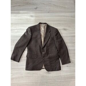 Oscar de la Renta Brown Glen Plaid Wool Blazer Sport Coat Mens 40S Dark Academia